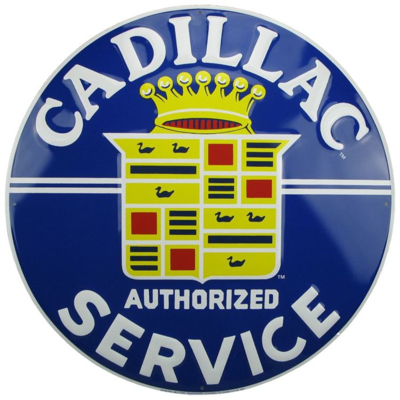 Plaque métallique Circulaire D60 cm Service Autorisé CADILLAC Taille XXL