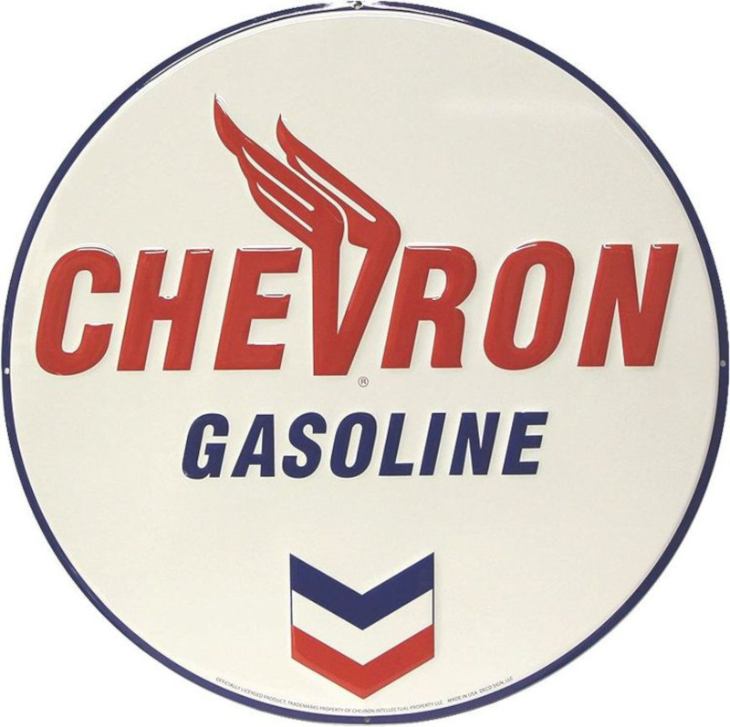 sccr04_chevron_gasoline-carburant_plaque_décoration_metallique_americaine_ronde_61cm