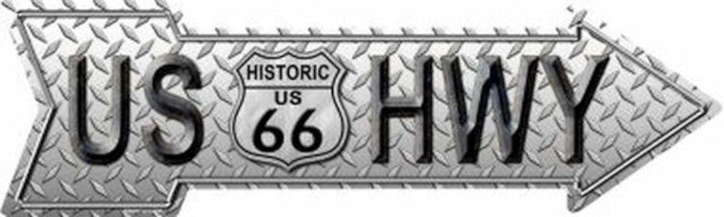 Enseigne Flèche métallique 43 x 12 cm Highway Route US 66