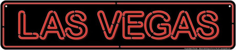 Plaque de rue métallique 61 x 12,5 cm RED NEON LAS VEGAS