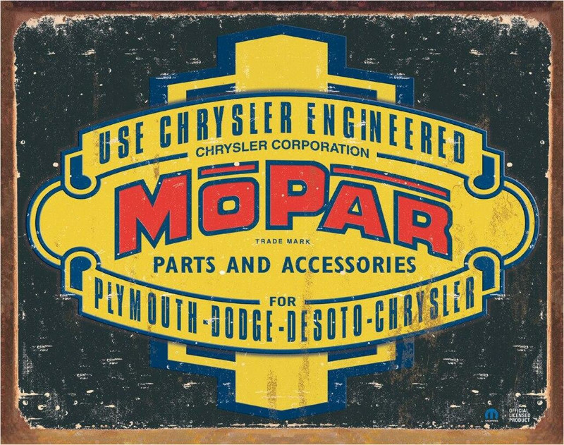 Plaque métallique format 41 x 32 cm Reproduction Pièces et Accessoires Logo 1964 - 1971 MOPAR