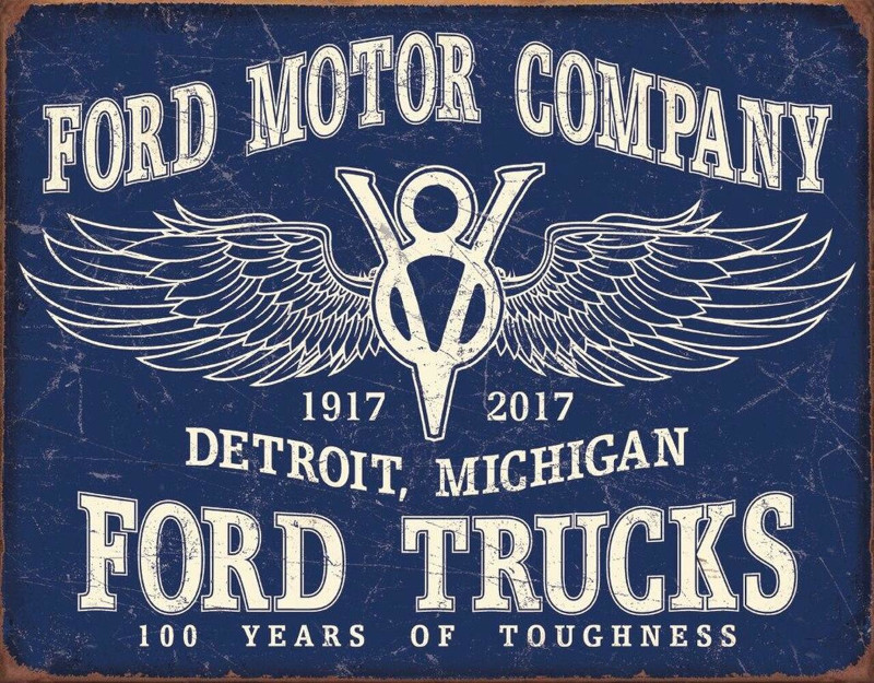 Plaque métallique format 41 x 32 cm Reproduction Ford V8 Trucks 1917-2017 FORD MOTOR COMPANY