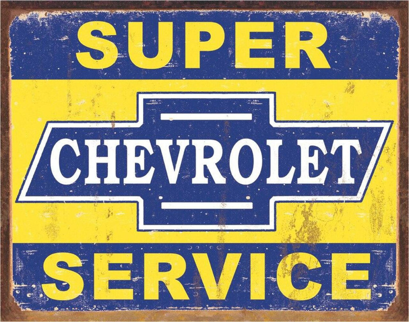 Plaque métallique format 41 x 32 cm Reproduction Vintage Super Service CHEVROLET