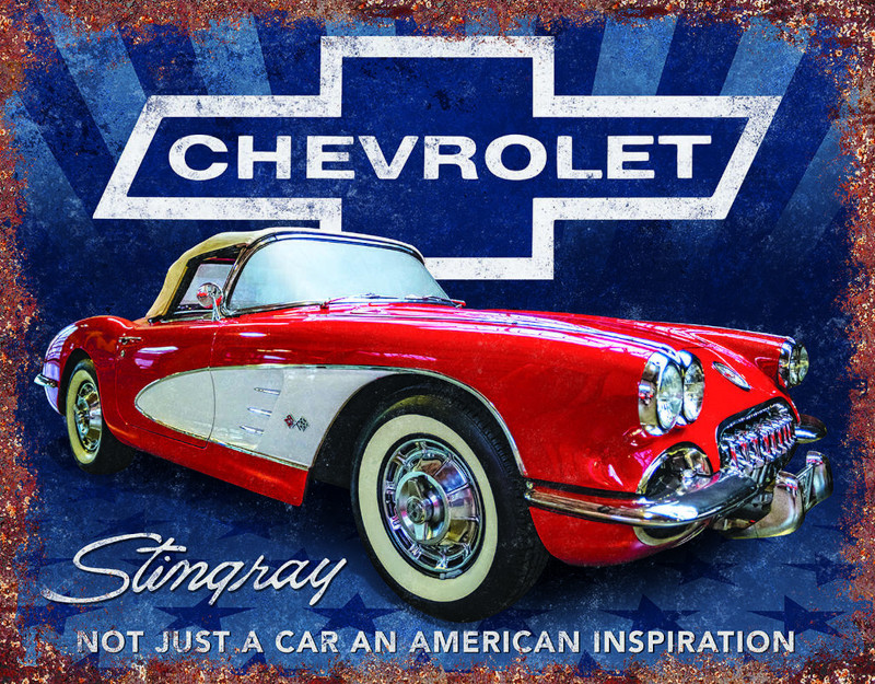 Plaque métallique format 41 x 32 cm Reproduction Corvette Stingray  Inspiration CHEVROLET