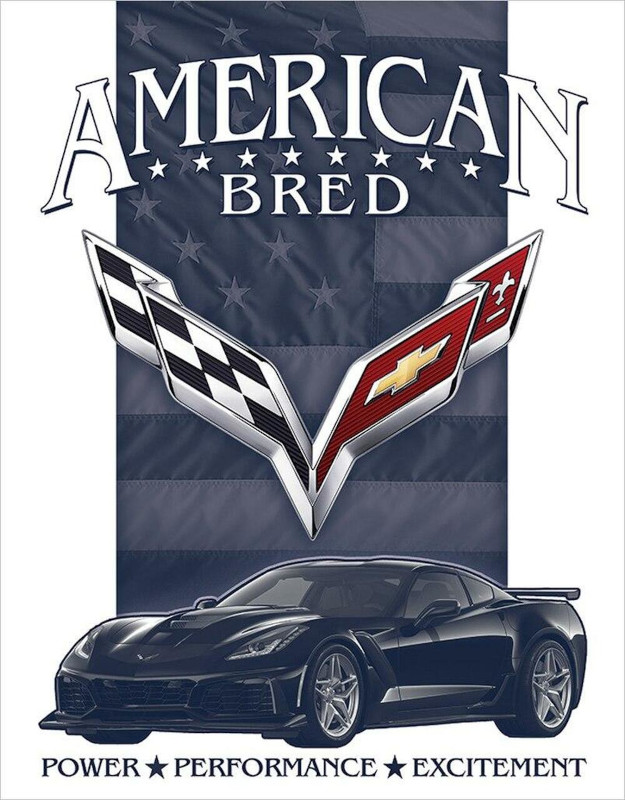 Plaque métallique format 41 x 32 cm Reproduction Corvette American Bred CHEVROLET
