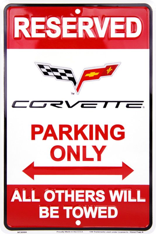 Plaque métal format Parking 30 x 20 cm Reserved Parking Only CORVETTE