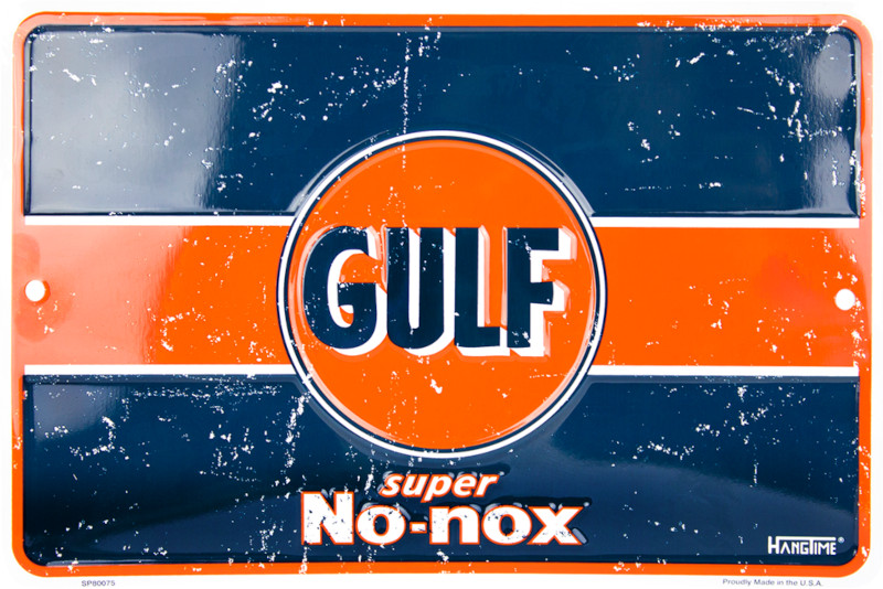 Plaque métallique 30 x 20 cm Gulf Gasoline Motor Oil Super No-Nox Vintage  GULF The Original Orange Gasoline