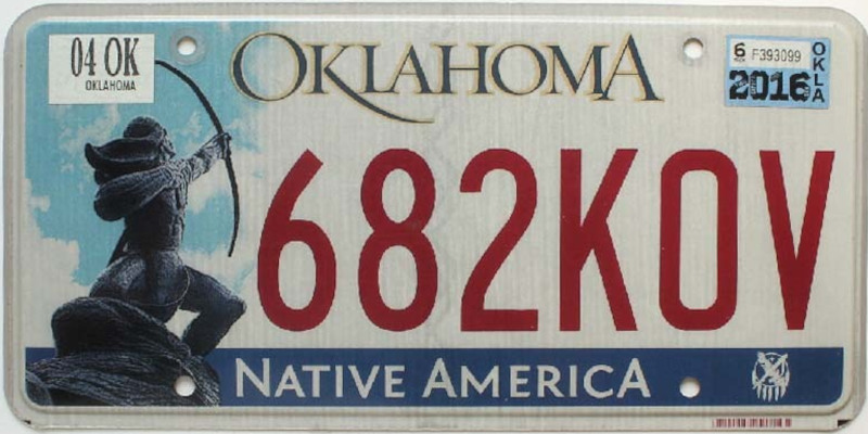 OK Plaque Authentique d\'immatriculation 30 x 15 cm dénommée US License Plate Etat de l\'OKLAHOMA 2009-2016