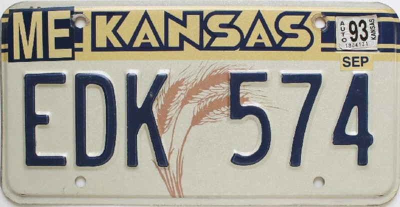 KA Plaque Authentique d\'immatriculation 30 x 15 cm dénommée US License Plate Etat du KANSAS 1988-1994