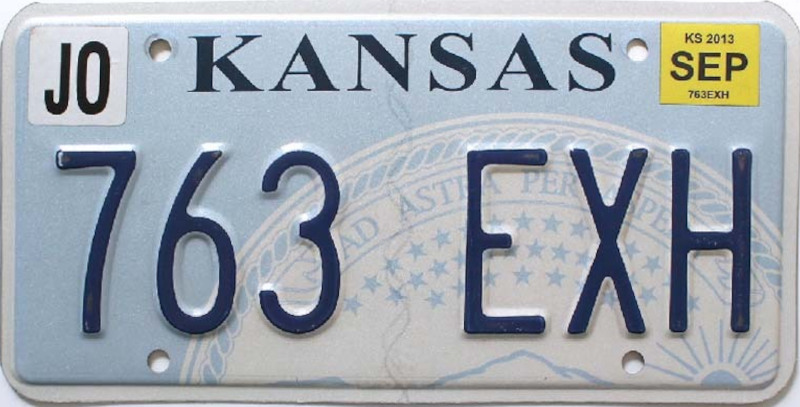 KA Plaque Authentique d\'immatriculation 30 x 15 cm dénommée US License Plate Etat du KANSAS 2007-2018