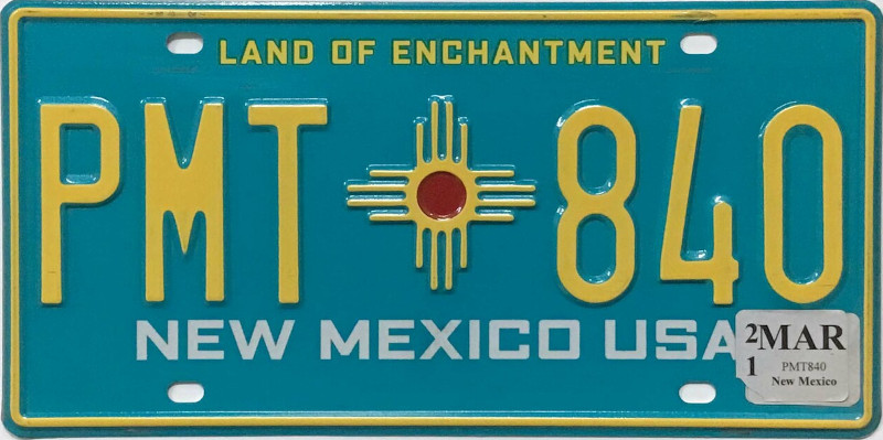 NEW-MEXICO-TURQUOISE-Plaque-authentique-immatriculation-vehicule-usa-2020-2021-PMT840