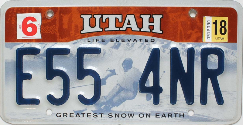 UTAH Plaque Authentique d\'immatriculation US 30 x 15 cm dénommée US License Plate UTAH Edition Greatest snow on Earth