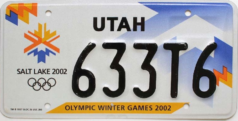 UTAH Plaque Authentique d\'immatriculation US 30 x 15 cm dénommée US License Plate UTAH Olympic Winter Games 2002