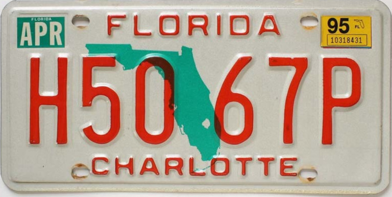 FLORIDE Plaque Authentique d\'immatriculation US 30 x 15 cm dénommée US License Plate FLORIDE Green Map 1986-1991