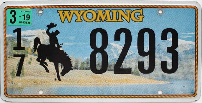 WYOMING Plaque Authentique d\'immatriculation US 30 x 15 cm dénommée US License Plate WYOMING 2018 et Plus