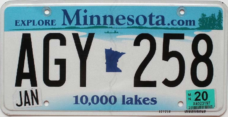 MINNESOTA Plaque Authentique d\'immatriculation US 30 x 15 cm dénommée US License Plate MINNESOTA 10 000 Lakes 2009 et Plus