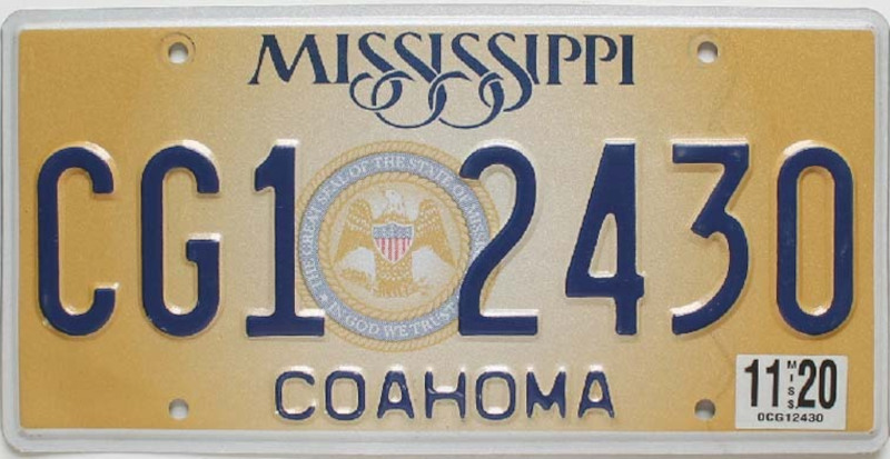 MISSISSIPPI-STATE-SEAL-GOLD-Plaque-authentique-immatriculation-vehicule-usa-2020-2021-CG12430