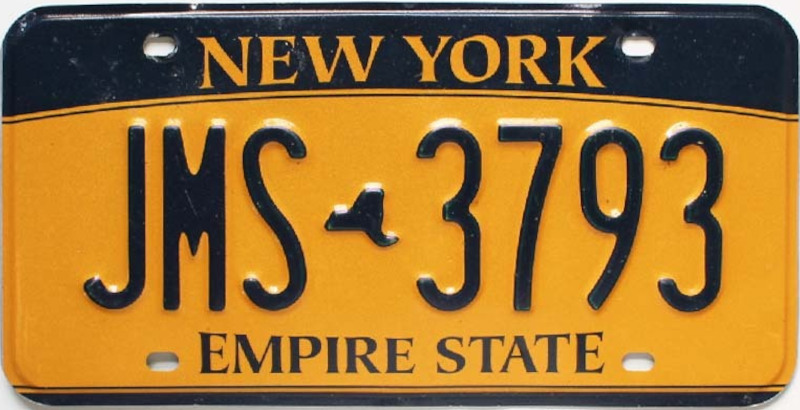 NEW-YORK-Plaque-authentique-immatriculation-vehicule-usa-2010-2020- JMS3793