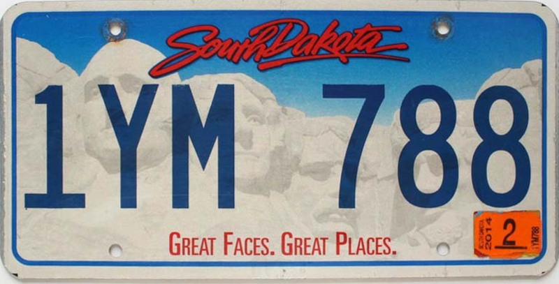 DAKOTA DU SUD Plaque Authentique d\'immatriculation US 30 x 15 cm dénommée US License Plate SOUTH DAKOTA Great Faces & Places 2006-2015