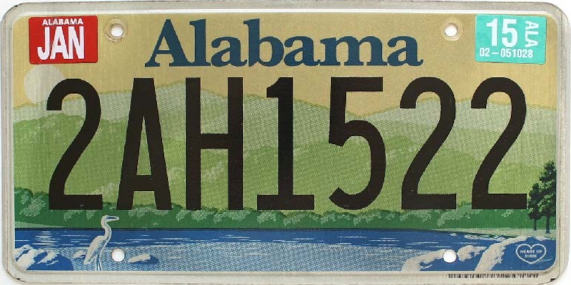 ALABAMA Plaque Authentique d\'immatriculation US 30 x 15 cm dénommée US License Plate ALABAMA Lake Scene 2014 et +