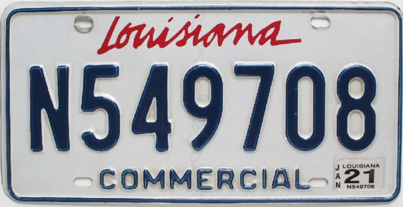 LOUISIANE Plaque Authentique d\'immatriculation US 30 x 15 cm dénommée Commercial License Plate LOUISIANA 2021