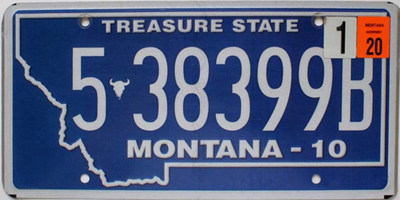MONTANA Plaque Authentique d\'immatriculation US 30 x 15 cm dénommée US License Plate MONTANA Treasure State 2010 et +