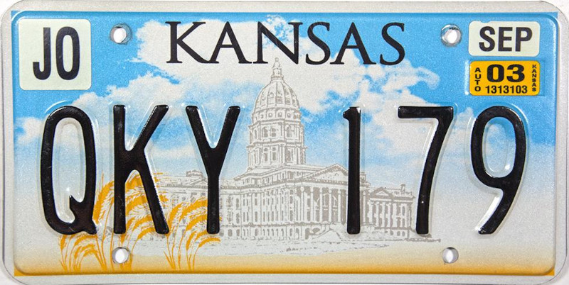 KA Plaque Authentique d\'immatriculation 30 x 15 cm dénommée US License Plate Etat du KANSAS 2001-2007