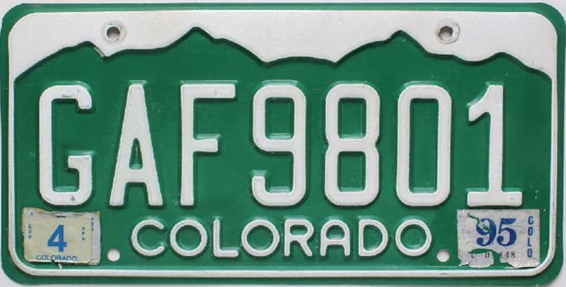COLORADO Plaque Authentique d\'immatriculation US 30 x 15 cm dénommée US License Plate COLORADO 1985-1994