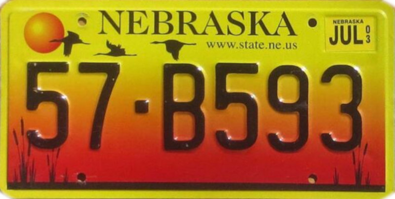 NEBRASKA Plaque Authentique d\'immatriculation US 30 x 15 cm dénommée US License Plate NEBRASKA Sandhill Cranes 2002-2005