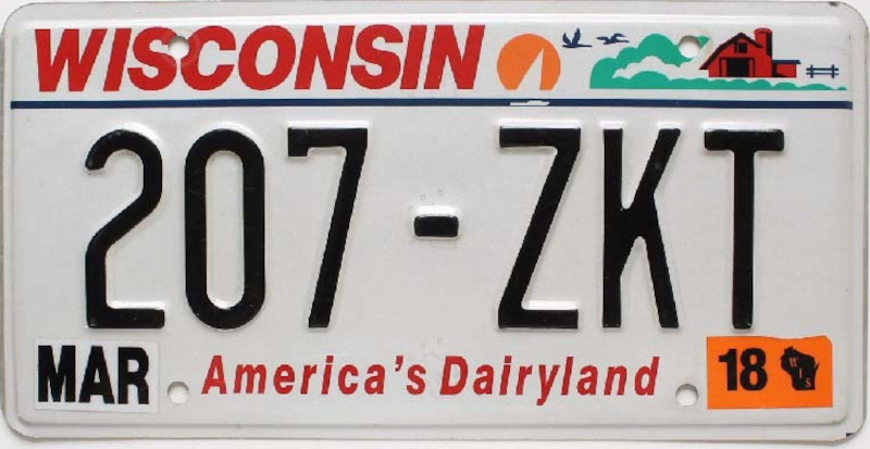 WISCONSIN Plaque Authentique d\'immatriculation US 30 x 15 cm dénommée US License Plate WISCONSIN America\'s Dairyland 2000 et +