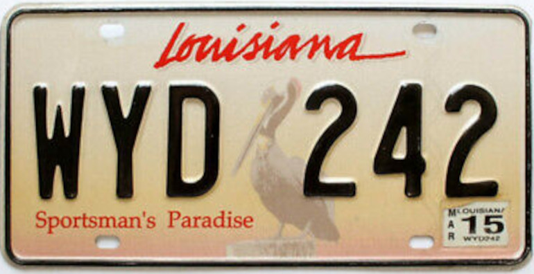 LOUISIANE Plaque Authentique d\'immatriculation US 30 x 15 cm dénommée US License Plate LOUISIANA Brown Pelican 2005 et +