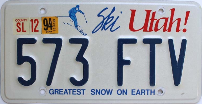UTAH Plaque Authentique d\'immatriculation US 30 x 15 cm dénommée US License Plate UTAH Edition Ski Utah !
