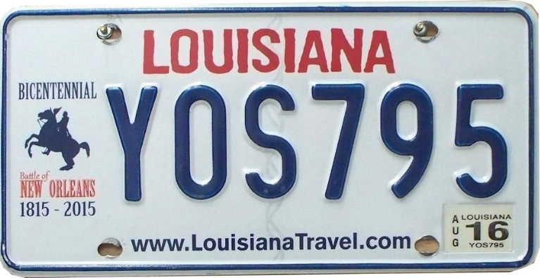 LOUISIANA Plaque Authentique d\'immatriculation US 30 x 15 cm dénommée US License Plate LOUISIANA Bicentennial 1812-2015