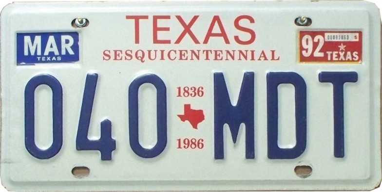 TX Plaque Authentique d\'immatriculation 30 x 15 cm dénommée US License Plate Etat du TEXAS Sesquincentennial 1836-1986