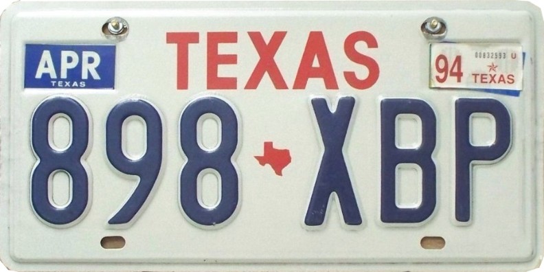 TX Plaque Authentique d\'immatriculation 30 x 15 cm dénommée US License Plate Etat du TEXAS 1986-1990