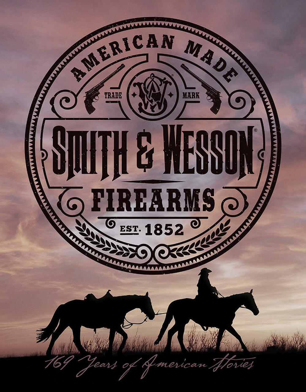 Plaque métallique format 41 x 32 cm Reproduction American Made Firearms Smith & Wesson Since 1852