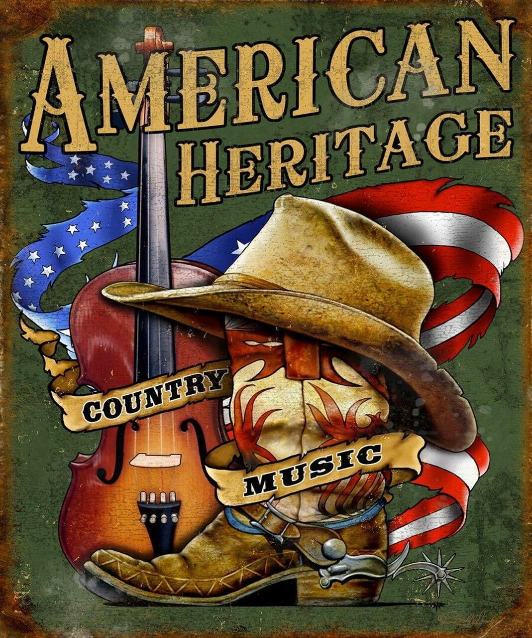 Plaque métallique format 41 x 32 cm American Heritage Country