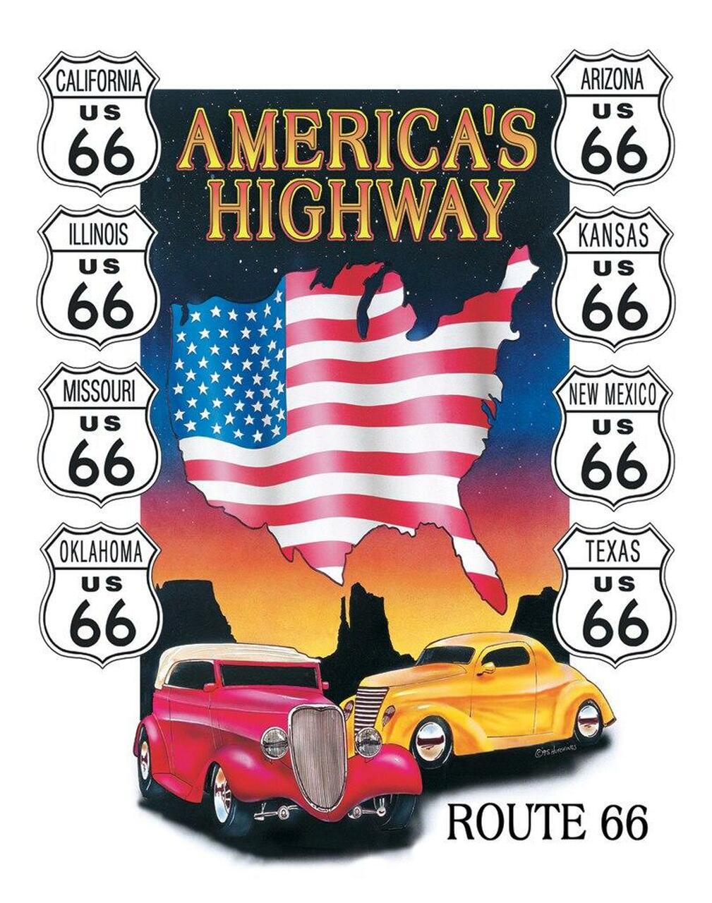 Plaque métallique format 41 x 32 cm America\'s Highway Route 66