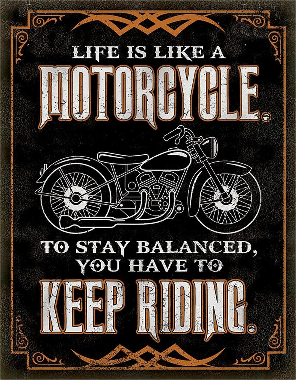 Plaque métallique format 41 x 32 cm Biker Life is Life Motorcycle