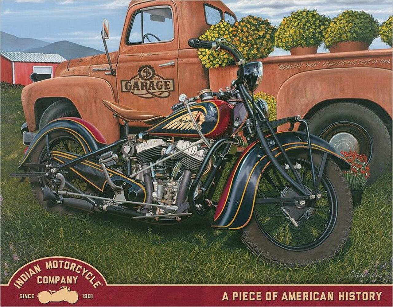 Plaque métallique format 41 x 32 cm Reproduction A Pièce of American History INDIAN MOTORCYCLE Since 1901