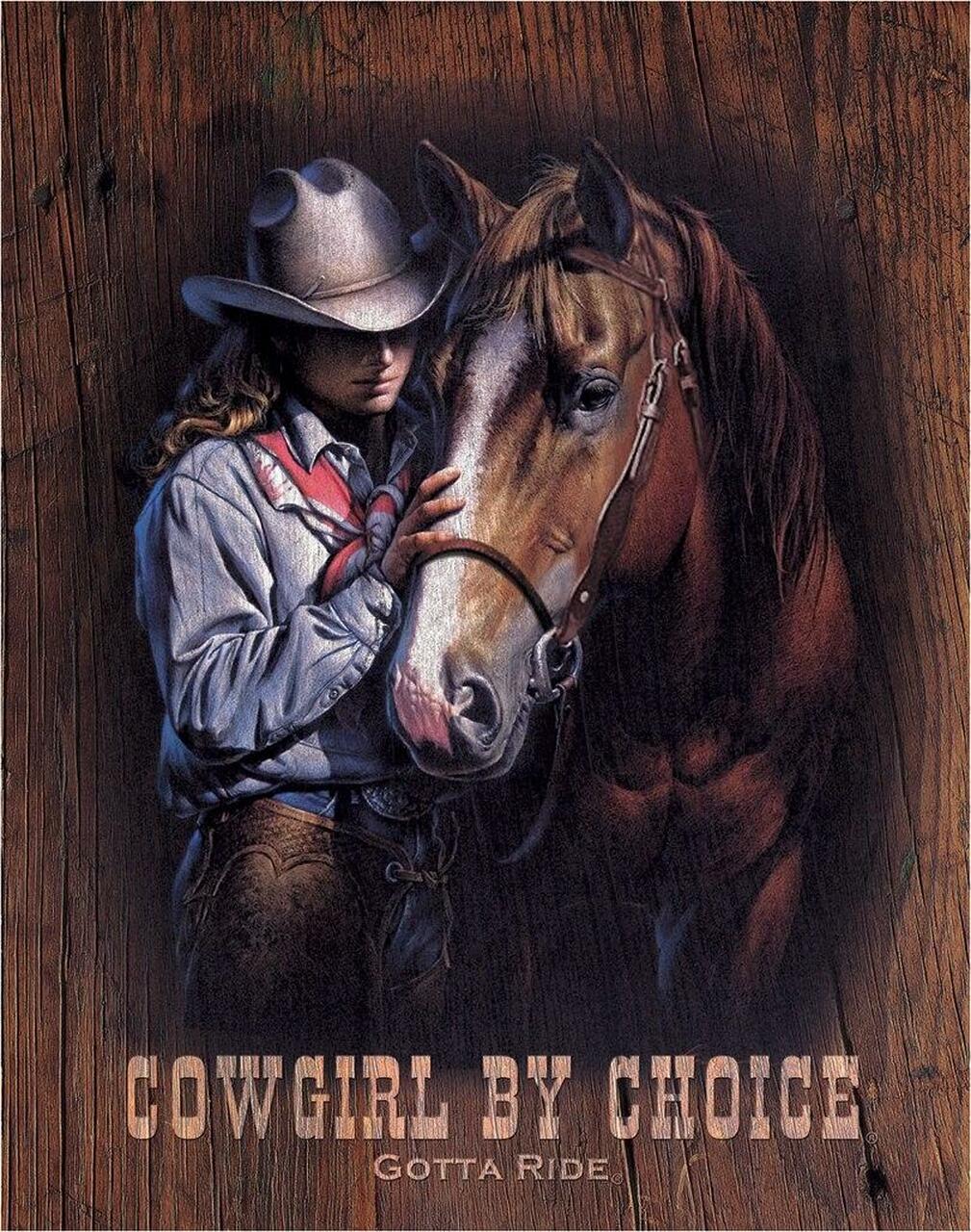 Plaque métallique format 41 x 32 cm Cowgirl by Choice