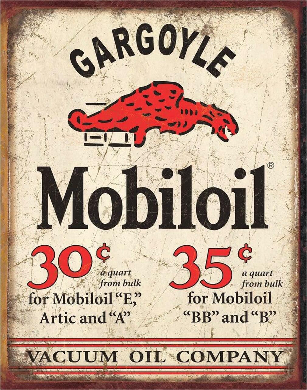 Plaque métallique format 41 x 32 cm Reproduction vintage vielli Gascoyle MOBIL GASOLINE & OIL