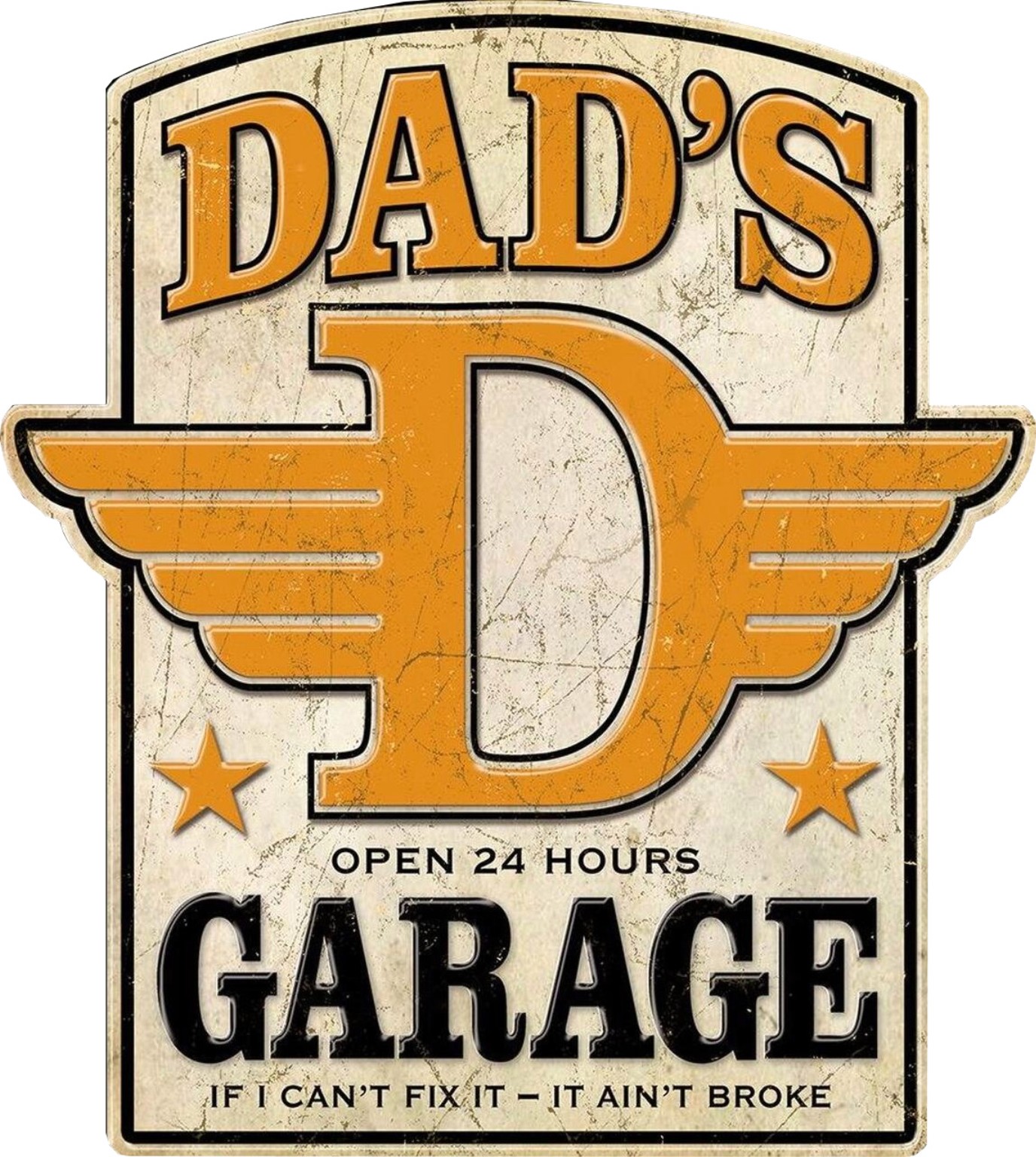 Plaque métallique format 58 x 53 cm Enseigne Vintage aspect vieilli Open Dad\'s Garage Taille XXL