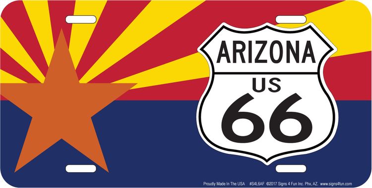 Plaque Auto Décorative métal 30 x 15 cm Arizona Flag Route 66