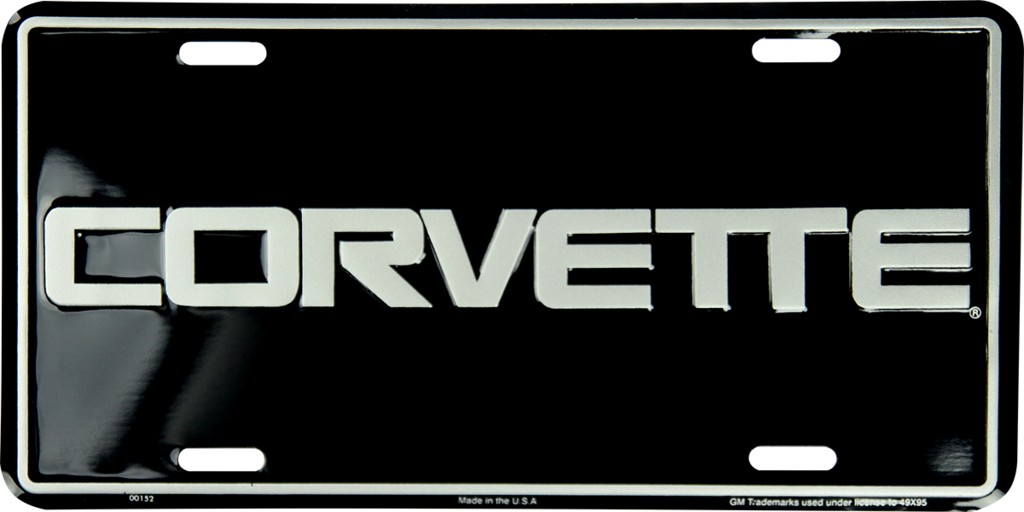 Plaque Auto Décorative métal 30 x 15 cm Black Corvette CHEVROLET CORVETTE
