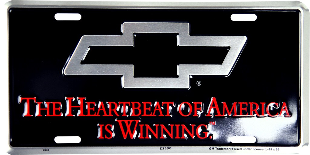 Plaque Auto Décorative métal 30 x 15 cm Black Heartland CHEVROLET