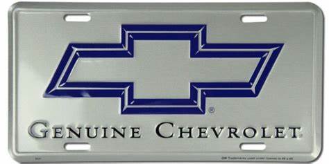 Plaque Auto Décorative métal 30 x 15 cm Silver Genuine CHEVROLET