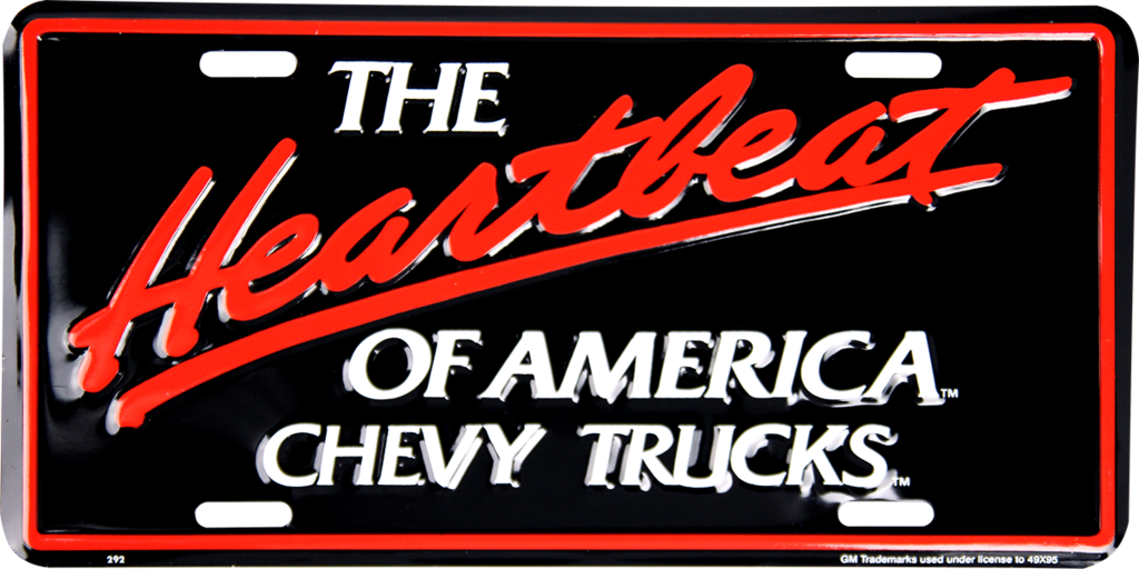 Plaque Auto Décorative métal 30 x 15 cm The Heartbeat of America Chevy TRUCK CHEVROLET