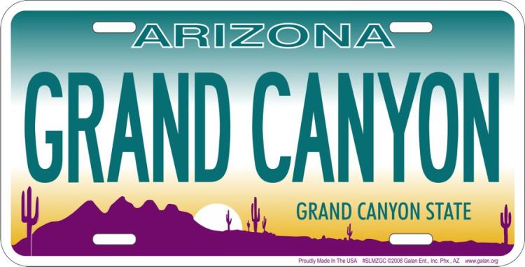 Plaque Auto Décorative métal 30 x 15 cm Arizona State AZ Grand Canyon Route 66