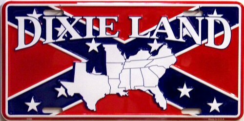 Plaque Auto Décorative métal 30 x 15 cm Dixie Land Confédéré Flag